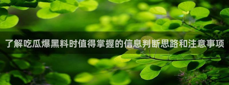 吃瓜今日热点：了解吃瓜爆黑料时值得掌握的信息判断思路和注意事项